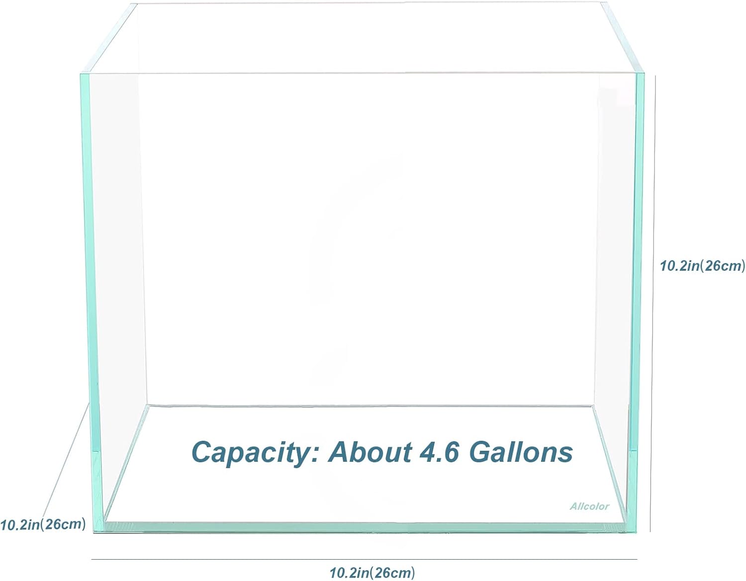 Ultra Clear Rimless Aquarium Tank 6-60 gallons Low Iron Glass (4.6Gal - Top Glass Canopy)