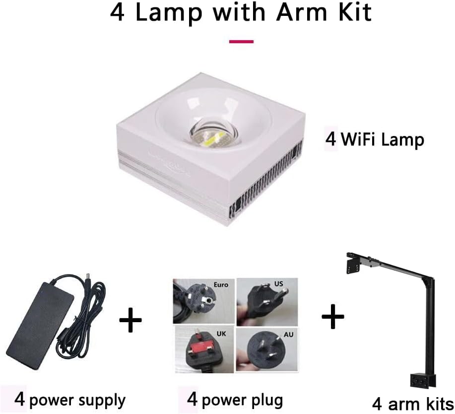 PopBloom RL90 WiFi Reef LED Light, 400W Reef Aquarium Lighting for SPS LPS Corals and Saltwater Fish Tanks, Enhanced Violet and Blue Spectrum,APP Fully Programmable (4 Lights with Mount Arm kit)