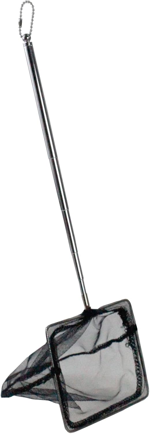 AQUANEAT Aquarium Net with Extendable Long Handle, Adjustable Wastes Skimming Cleaning Tools for Fish Tanks, 4 inch