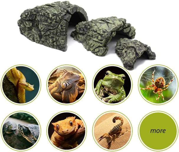 Reptile Hide and Cave - Resin Amphibian Hideouts Cave Size 1.57"x0.98", Habitat for Mini Amphibian Turtles Bearded Dragon Lizards Snakes Crab Gecko Leopard Fish