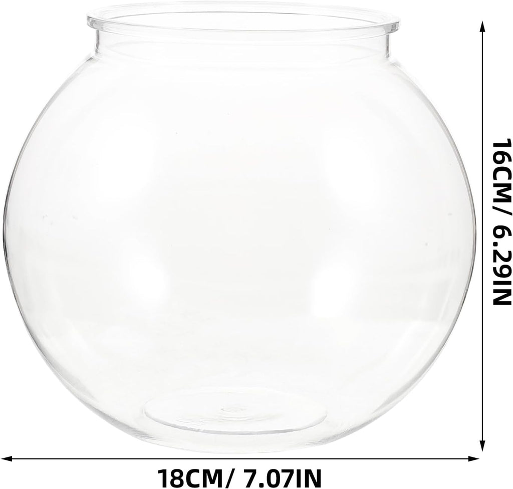 Plastic Fish Bowl : Round Fish Tank Transparent Desktop Aquarium for Home Office Decor, 7.07X7.07X6.29in