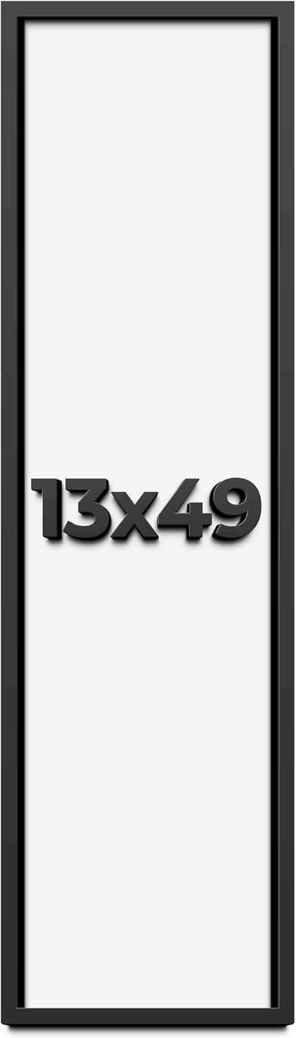 13x49 Shadow Box Frame Black | 1 Inch Deep Solid Wood Shadowbox Display Frame | UV Resistant Acrylic Plexiglass, Acid Free Backing, and Hanging Hardware | Dugan Picture Frame Style
