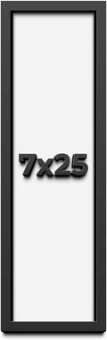 7x25 Shadow Box Frame Black | 1 Inch Deep Solid Wood Shadowbox Display | UV Resistant Acrylic Plexiglass, Acid Free Backing, and Hanging Hardware | Dugan Picture Frame Style
