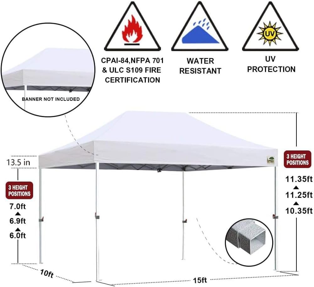 Eurmax USA 10'x15' Pop Up Canopy Tent Commercial Instant Canopies with Heavy Duty Roller Bag,Bonus 4 Sand Weights Bags (Blue)