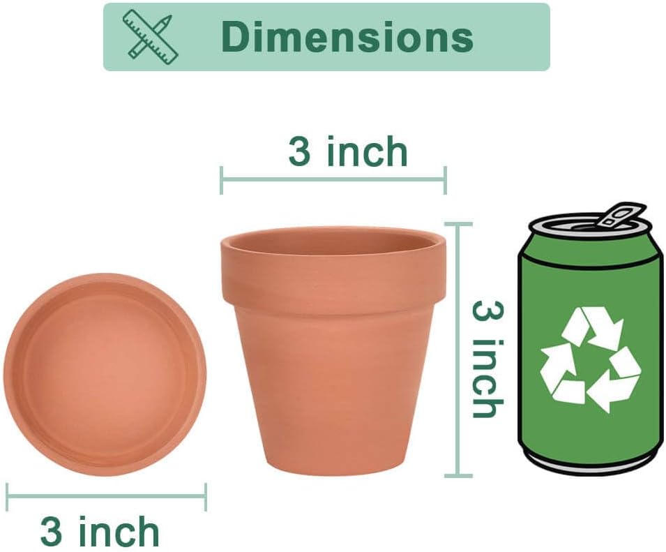 vensovo 3 inch Terracotta Clay Pots for Plants with Saucer - 12 Pack Small Terra Cotta Planter Great for Garden Windowsill Indoor & Outdoor Wedding Favors Gifts