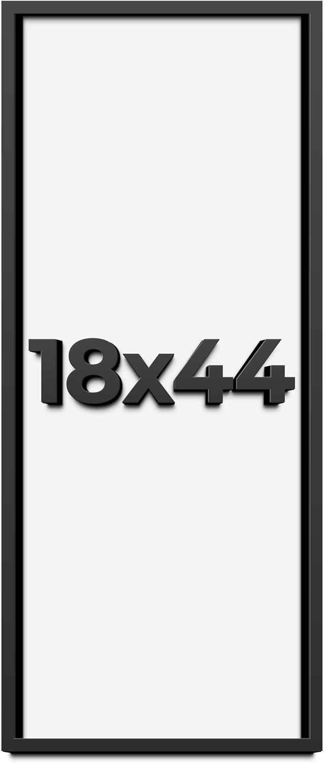 18x44 Shadow Box Frame Black | 1 Inch Deep Solid Wood Shadowbox Display Frame | UV Resistant Acrylic Plexiglass, Acid Free Backing, and Hanging Hardware | Dugan Picture Frame Style