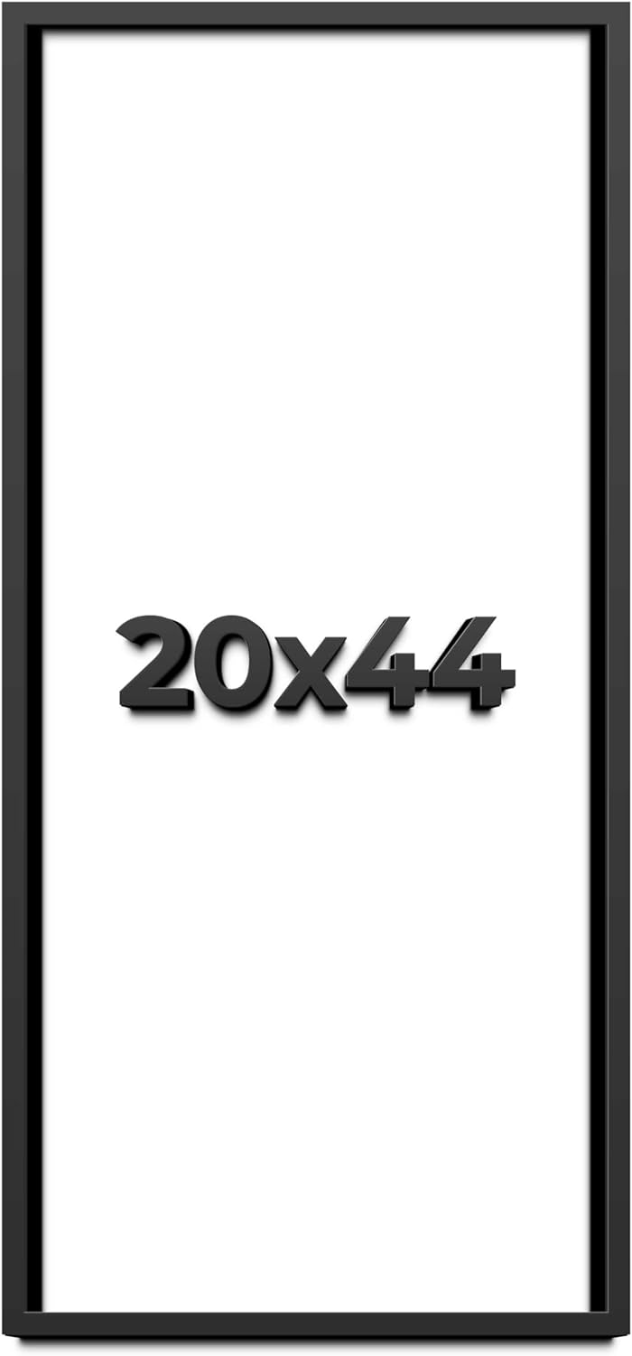 20x44 Shadow Box Frame Black | 1 Inch Deep Solid Wood Shadowbox Display Frame | UV Resistant Acrylic Plexiglass, Acid Free Backing, and Hanging Hardware | Dugan Picture Frame Style
