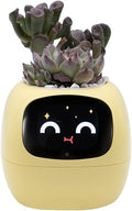 Smart Plant Pot with Expression, AI Intelligent Flower Pot for Indoor Decoration, Smart Garden Pot with Water/Light/Temperature Sensors, Ivy AI Planter ((Yellow)