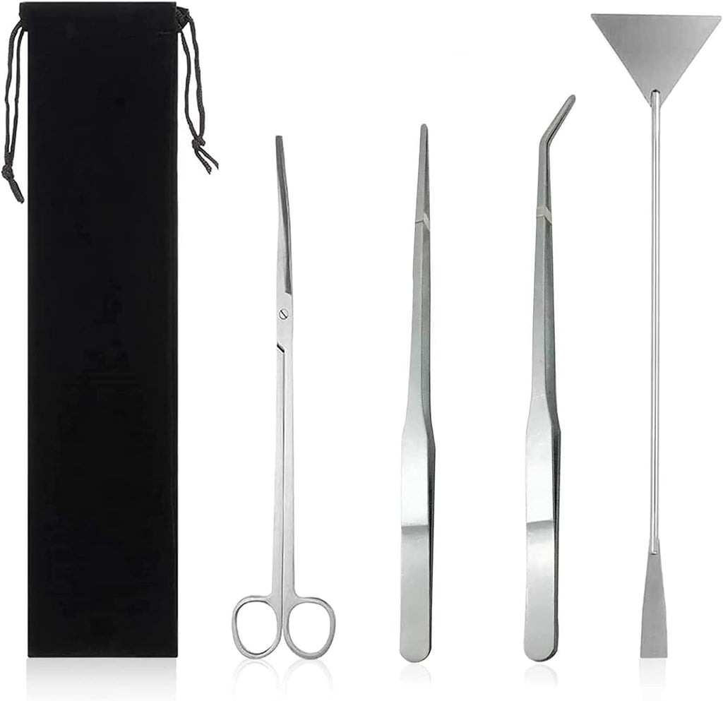 4 in 1 Aquascaping Tools Aquarium Plant Tools Anti-Rust Fish Tank Tools Stainless Steel Tweezers Scissors Spatula for Fish Starter Kits, Aquariums Tank and Terrarium