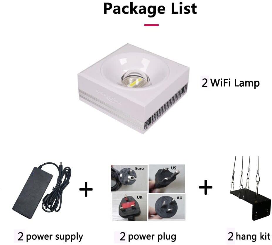PopBloom RL90 WiFi Reef LED Light, 200W Reef Aquarium Lighting for SPS LPS Corals and Saltwater Fish Tanks, Enhanced Violet and Blue Spectrum,APP Fully Programmable (2 Lights with Hang kit)