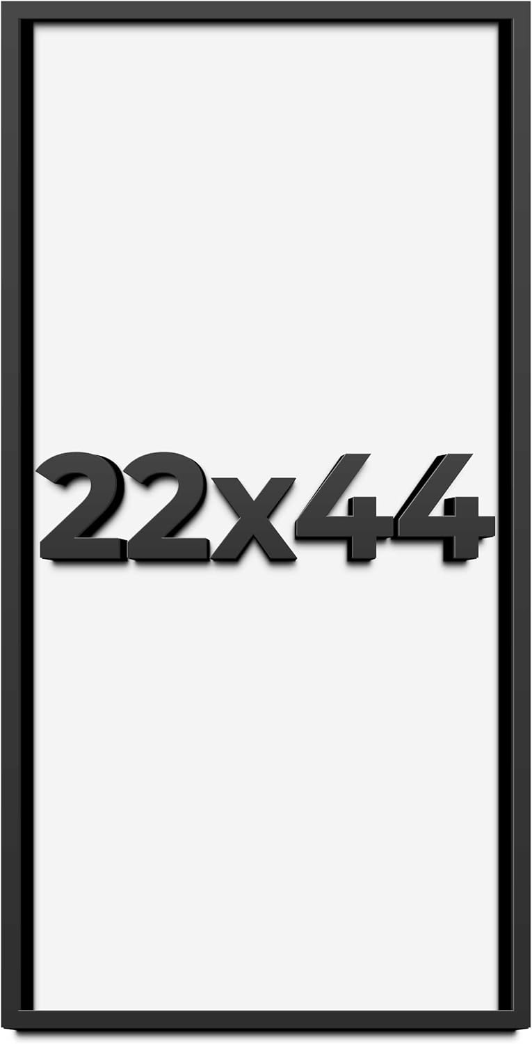 22x44 Shadow Box Frame Black | 1 Inch Deep Solid Wood Shadowbox Display Frame | UV Resistant Acrylic Plexiglass, Acid Free Backing, and Hanging Hardware | Dugan Picture Frame Style