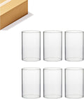 WGVI Hurricane Candle Holder Sleeve, Wide 4", Height 6", Clear Glass Cylinder Candleholder, Chimney Tube, Open Ended Candle Shade, 6 Pieces Bulk