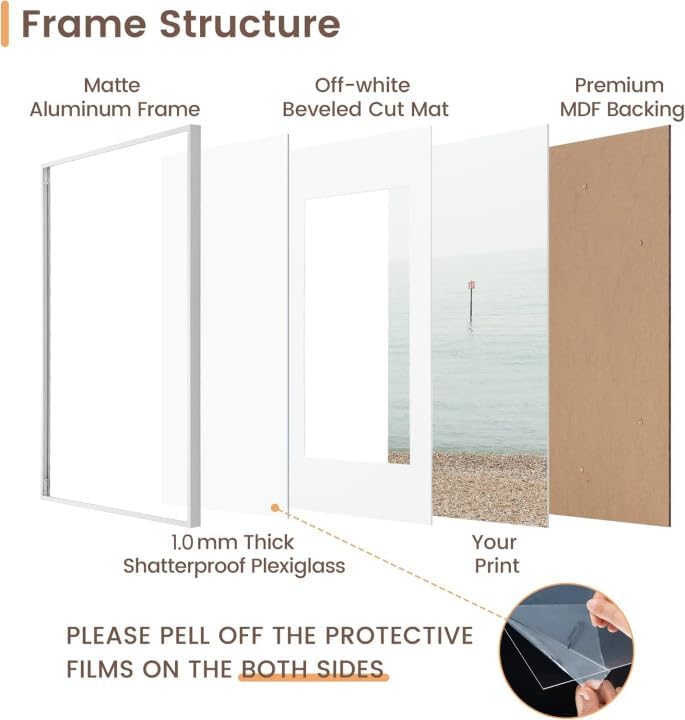 Fun Memories 5x7 Metal Picture Frame - 5 x 7 Aluminum Photo Frames with 4x6 Removable Mat- Ideal for Wall or Tabletop Display - Wall Hook Hanging Hardware Included (Silver, 1 Pack)