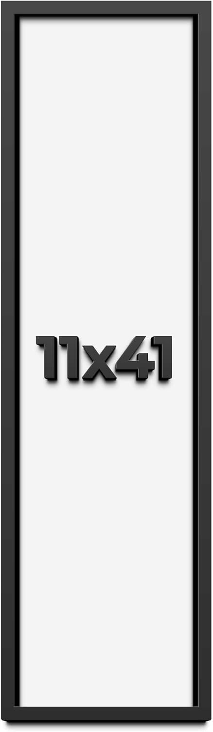 11x41 Shadow Box Frame Black | 1 Inch Deep Solid Wood Shadowbox Display Frame | UV Resistant Acrylic Plexiglass, Acid Free Backing, and Hanging Hardware | Dugan Picture Frame Style