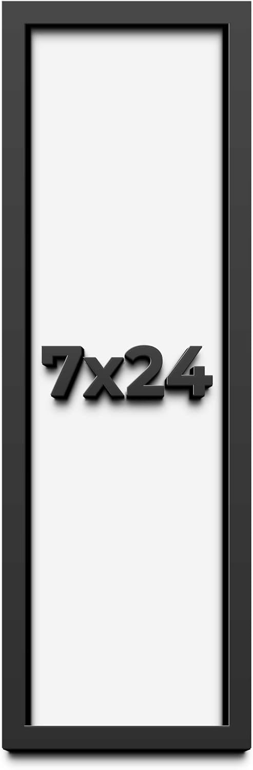 7x24 Shadow Box Frame Black | 1 Inch Deep Solid Wood Shadowbox Display Frame | UV Resistant Acrylic Plexiglass, Acid Free Backing, and Hanging Hardware | Dugan Picture Frame Style