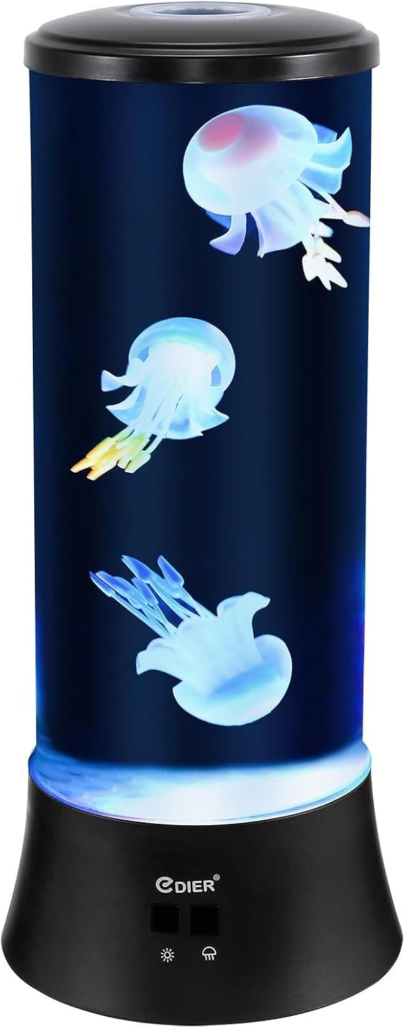 EDIER Jellyfish Lamp, 15 Inch Large Jellyfish Aquarium with Realistic Jellyfish & Noiseless Pump, Jelly Fish Light Lamp for Home Office Decor, Holiday Gift