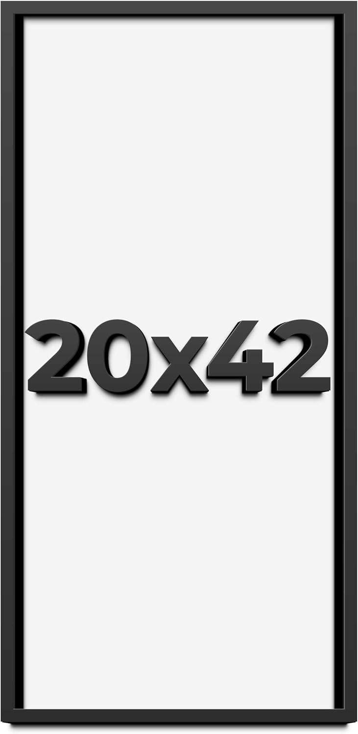 20x42 Shadow Box Frame Black | 1 Inch Deep Solid Wood Shadowbox Display Frame | UV Resistant Acrylic Plexiglass, Acid Free Backing, and Hanging Hardware | Dugan Picture Frame Style