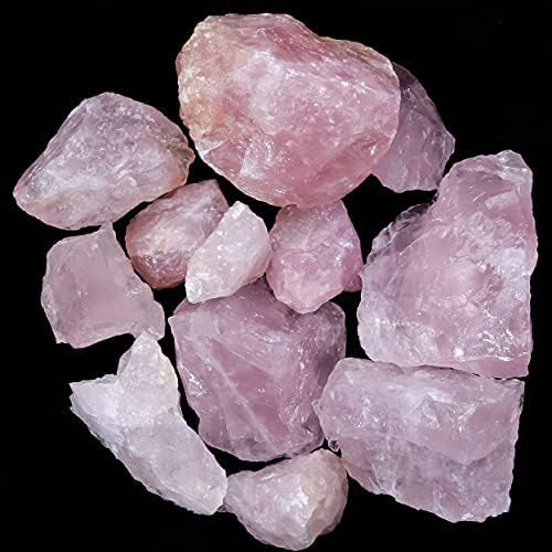 Crocon 1LB Rose Quartz Rough Bulk Natural Stone Raw Stone Tumbling Cabbing Polishing Mining Chakra Balancing Reiki Healing Good Luck Home Office Decor