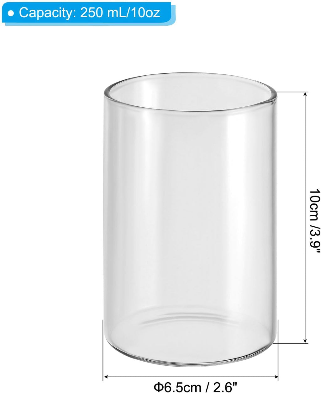 PATIKIL Clear Glass Cylinder Vase, 3.9" Tall and 2.6" Dia, 250ml Capacity, Tabletop Flowers Vase, Floating Candle Holder, Modern, Transparent, Durable