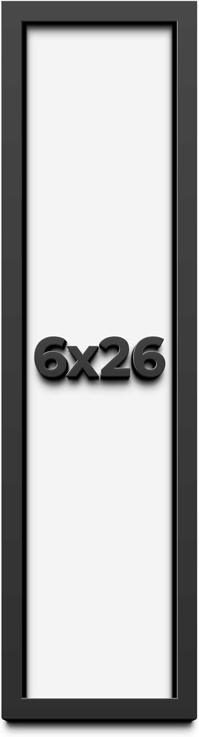 6x26 Shadow Box Frame Black | 1 Inch Deep Solid Wood Shadowbox Display Frame | UV Resistant Acrylic Plexiglass, Acid Free Backing, and Hanging Hardware | Dugan Picture Frame Style