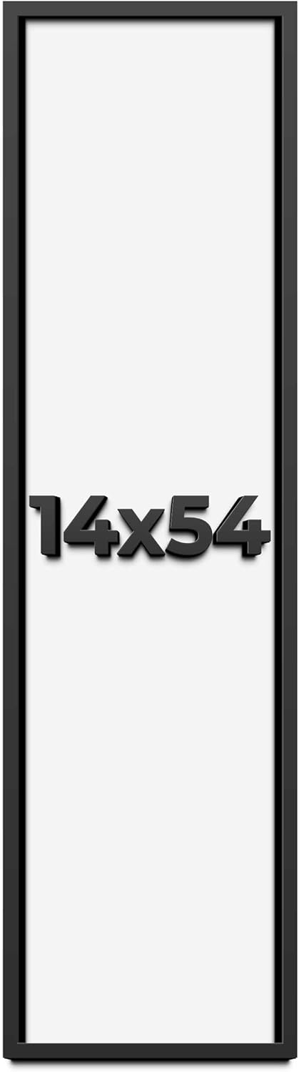 14x54 Shadow Box Frame Black | 1 Inch Deep Solid Wood Shadowbox Display Frame | UV Resistant Acrylic Plexiglass, Acid Free Backing, and Hanging Hardware | Dugan Picture Frame Style