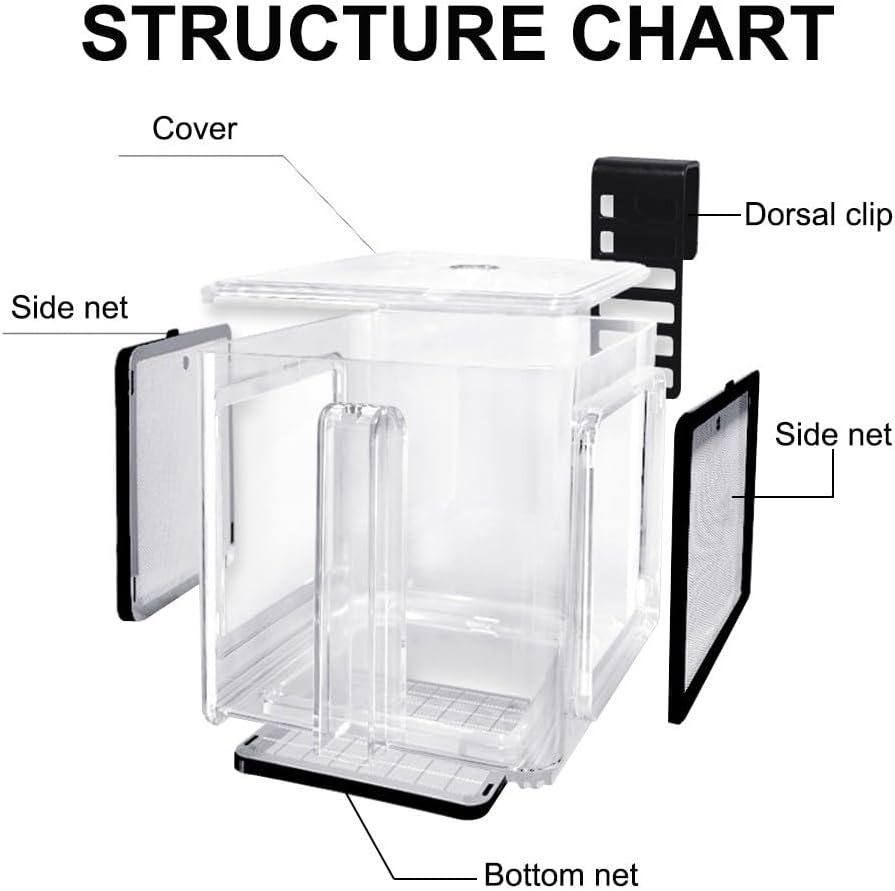 Fish Breeding Box, Acrylic Fish Isolation Box Hanging Aquarium Hatchery Tank for Freshwater Seawater Fish Tank Aquarium