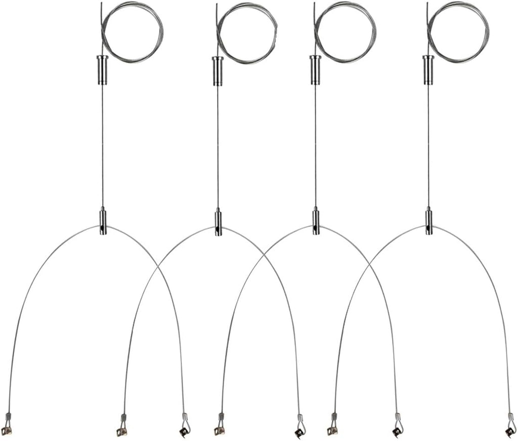 4 Pack Light Suspension Kit, 3.2 ft Adjustable Grow Light Hanger Wire, Steel Ceiling Hanging Cable for Aquarium LED Panel, Load 11 lbs Per Wire