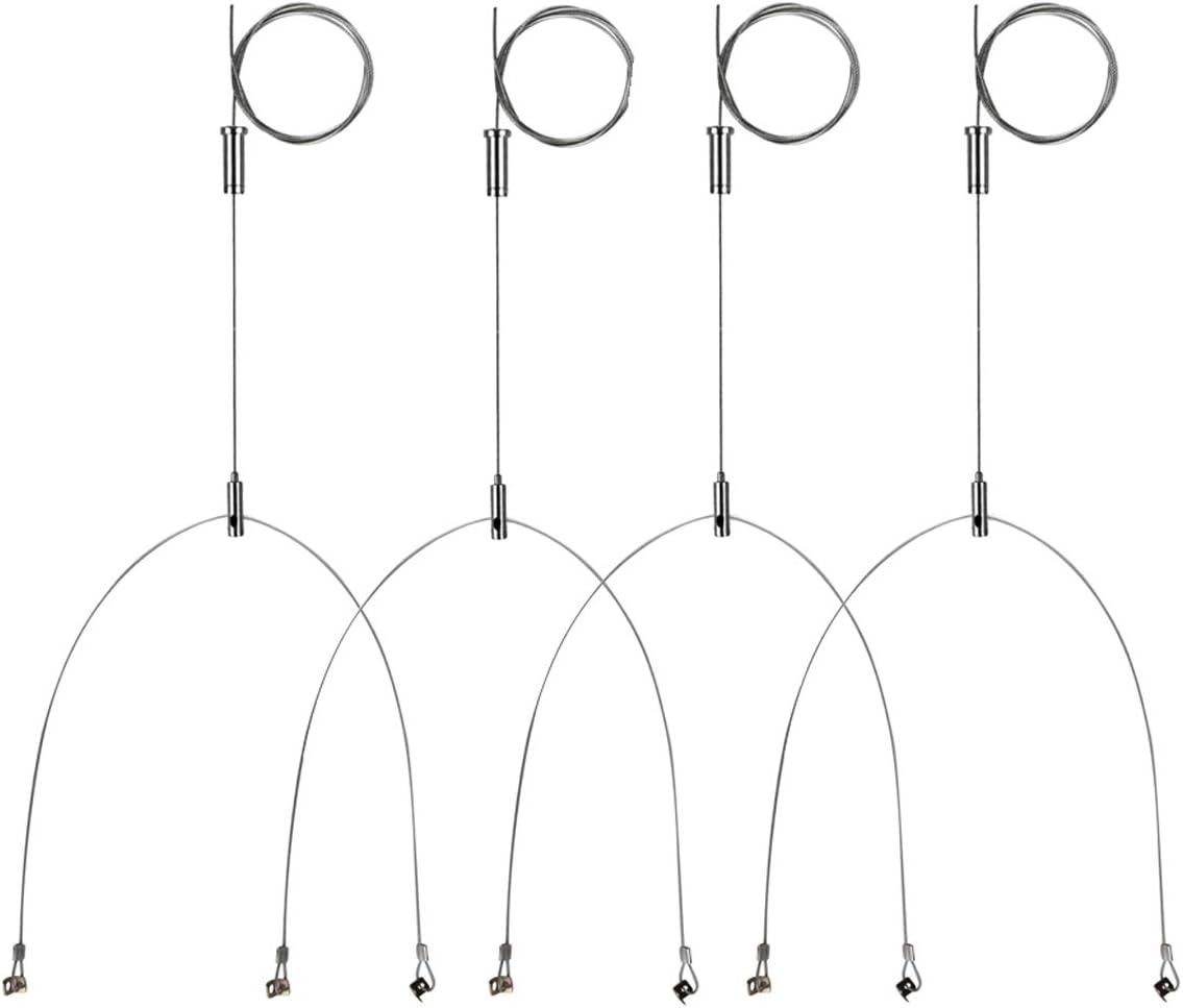 4 Pack Light Suspension Kit, 3.2 ft Adjustable Grow Light Hanger Wire, Steel Ceiling Hanging Cable for Aquarium LED Panel, Load 11 lbs Per Wire