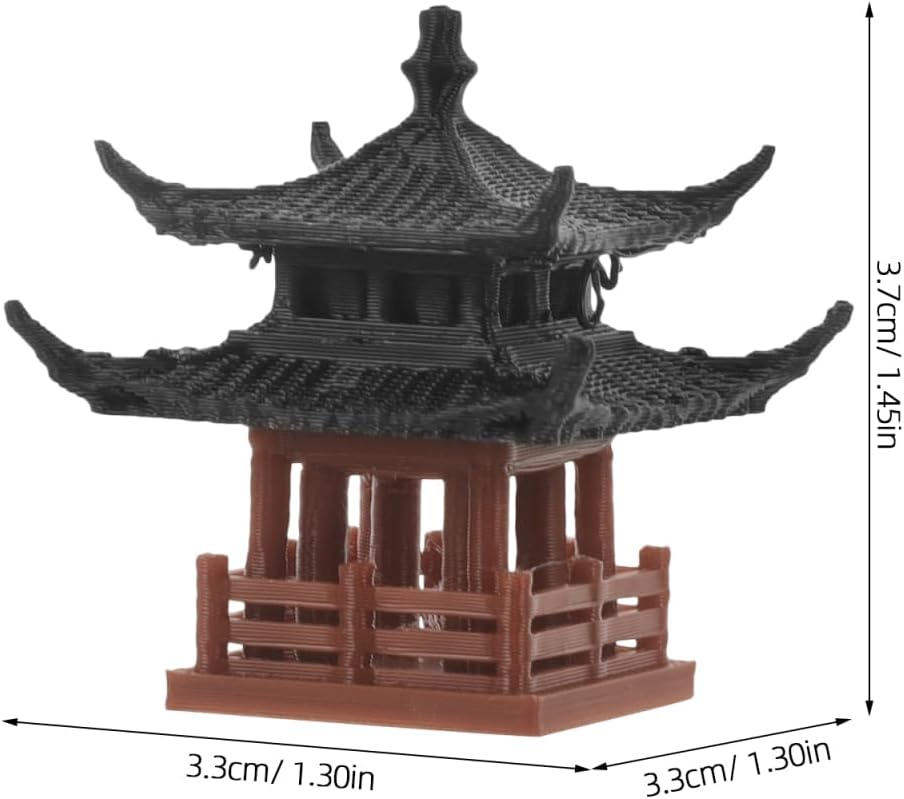 SUPVOX Mini Chinese Pavilion Sculpture 1.3 Inch Micro Landscape Ornament for Aquarium Bonsai Garden Decor Chinese Style Pavilion Statue for Indoor and Outdoor Use