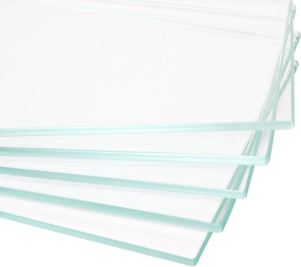 14" W x 44" L - Tempered Rectangle Glass Shelf Without Frame (5 Pieces Set) - 3/16" Thick -Pencil Polished