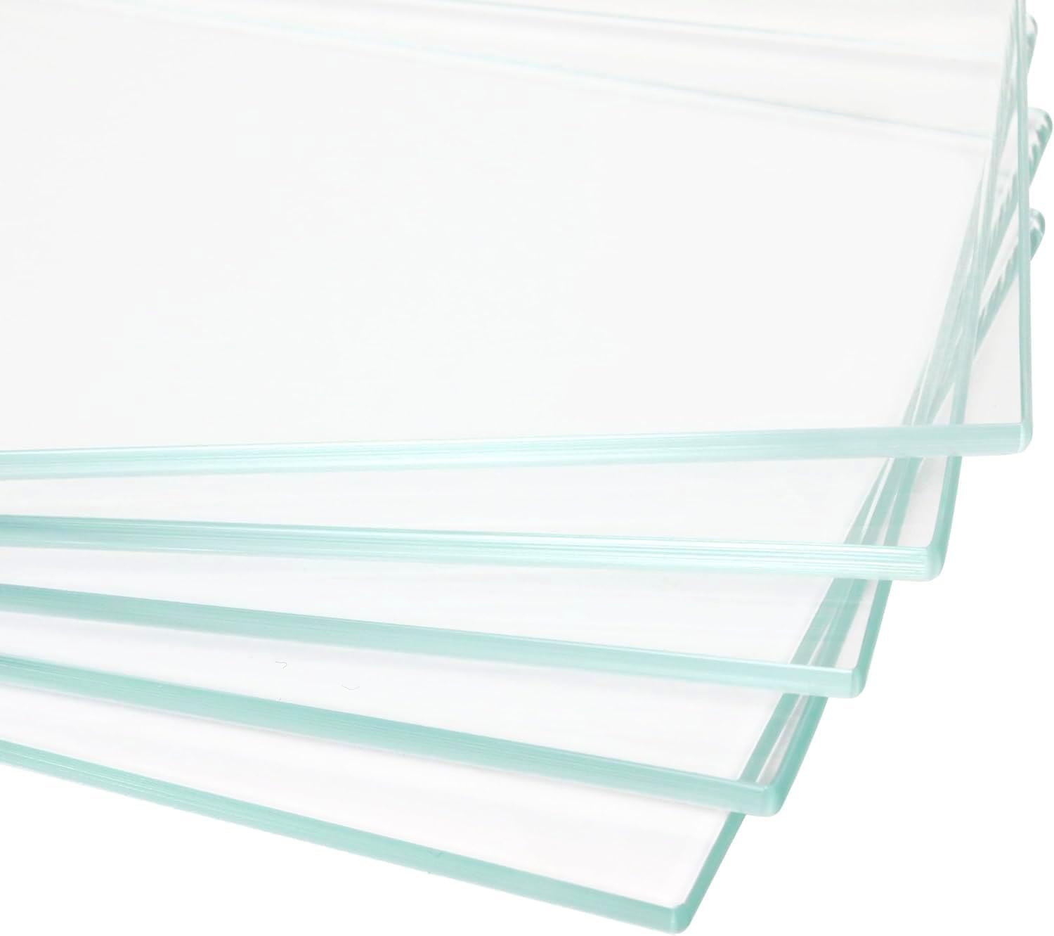 14" W x 44" L - Tempered Rectangle Glass Shelf Without Frame (5 Pieces Set) - 3/16" Thick -Pencil Polished