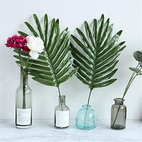 30 Pcs Faux Palm Leaves with Stems Artificial Tropical Plant Imitation Safari Leaves Hawaiian Luau Party Suppliers Decorations,Tiki,Aloha Jungle Beach Birthday Leave Table Decorations