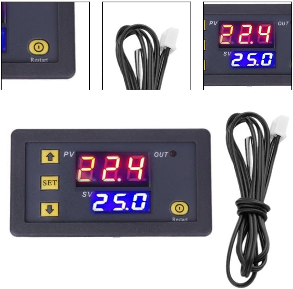 2PC W3230 Digital Temperature Controller with LCD Display 12V, Dual Mode Thermostat Switch for Cooling and Heating in Seafood Machines and HVAC Systems
