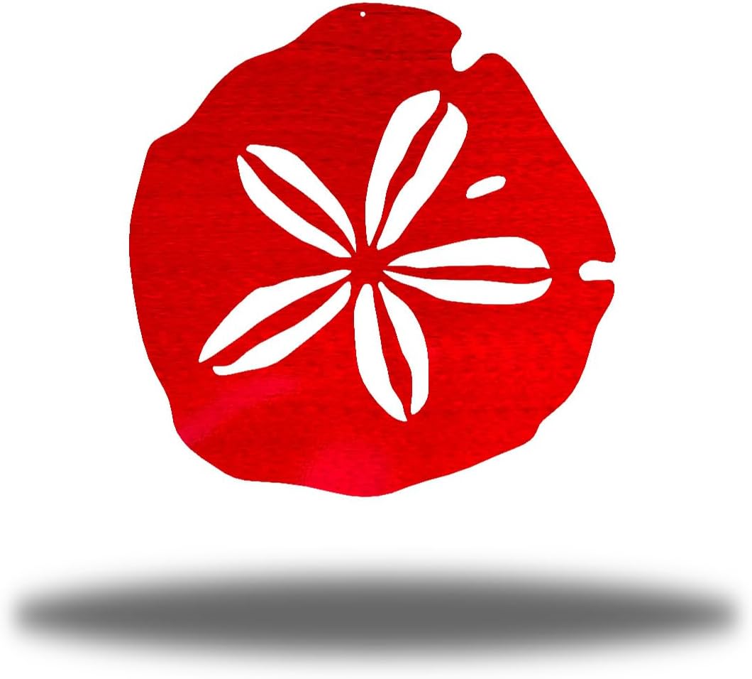 Riverside Designs Coastal Sand Dollar Ocean Beach Metal Art Steel Wall Décor (24", Red)