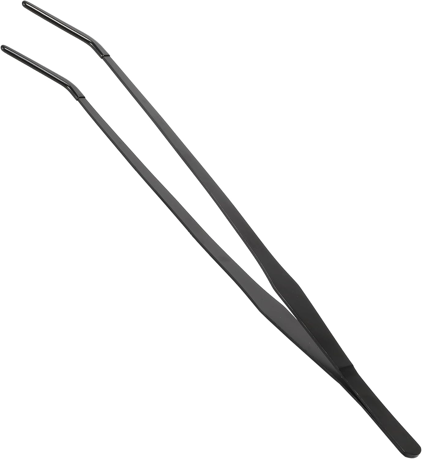 Reptile Feeding Tongs, Stainless Steel Lizard Feeding Tongs, Aquarium Curved Feeding Tweezers for Reptiles with Rubber Tip, Terrarium Feeding Tongs for Gecko, 14.96" Length, Black