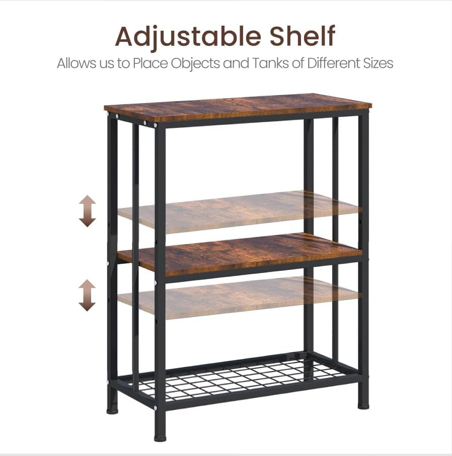 10-20 Gallon Fish Tank Stand, 3-Tier Metal 20 Gallon Aquarium Stand Heavy Duty 5-10 Gallon Reptile Stand with Adjustable Storage Shelf for Breeder/Turtle/Terrarium Tank-24.8" L*11.8" W*30.7" H