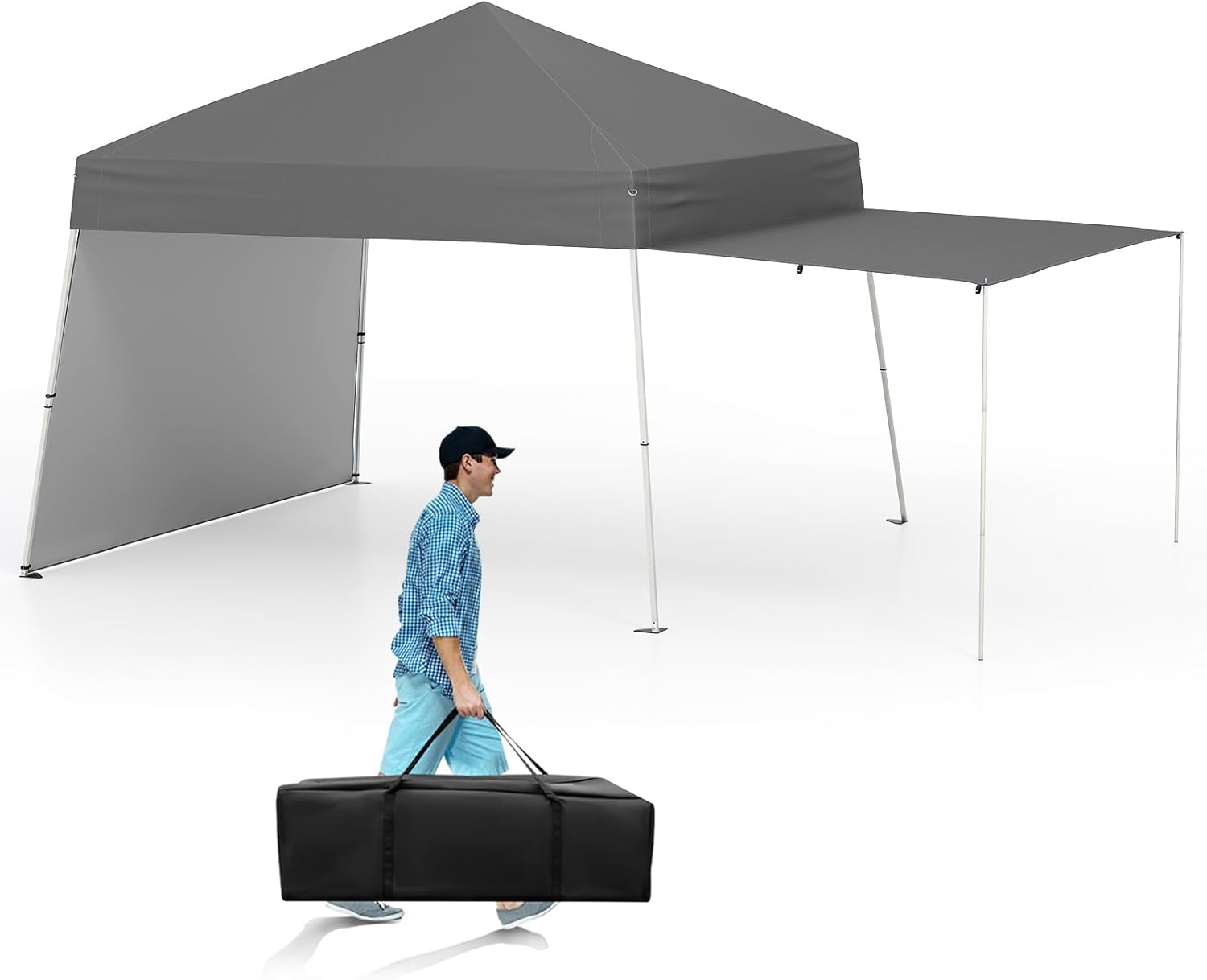 Tangkula 10x9.2 Ft Pop up Canopy with Sidewalls, UPF50+ Outdoor Tent with 8 Stakes, 4 Wind Ropes, Carry Bag, Portable Canopy Tent with Awnings for Camping, Patio, Market