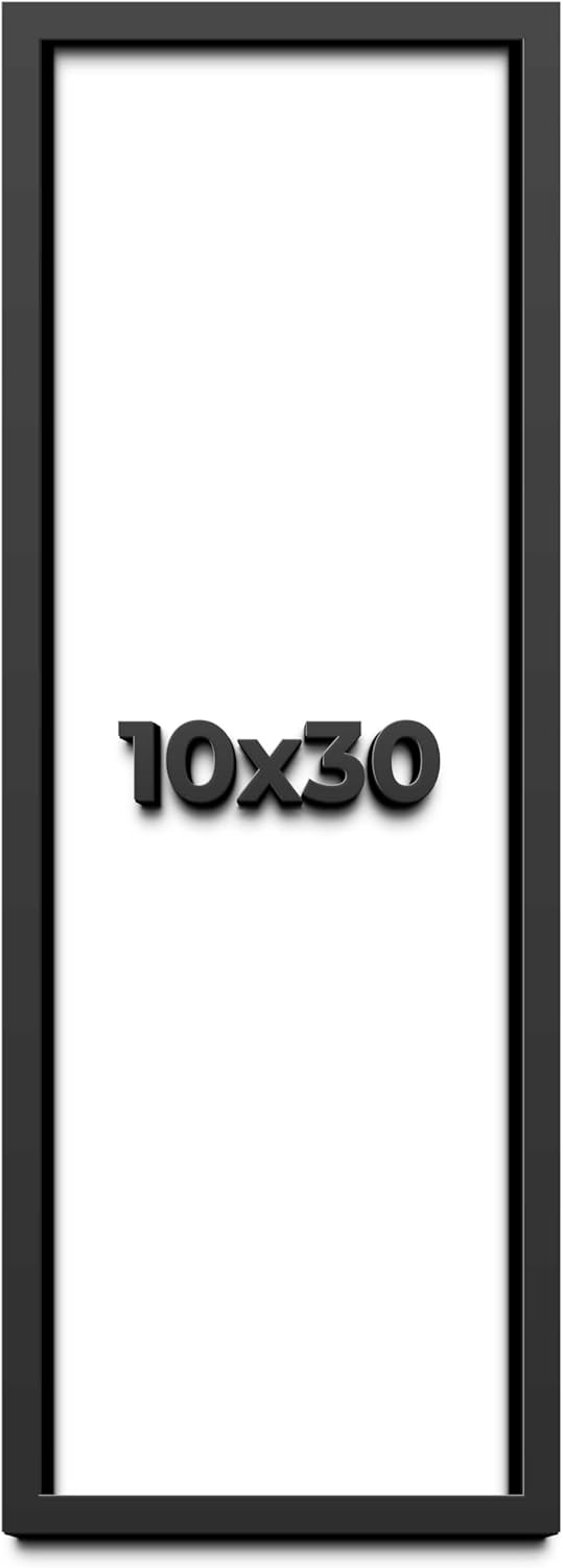 10x30 Shadow Box Frame Black | 1 Inch Deep Solid Wood Shadowbox Display Frame | UV Resistant Acrylic Plexiglass, Acid Free Backing, and Hanging Hardware | Dugan Picture Frame Style