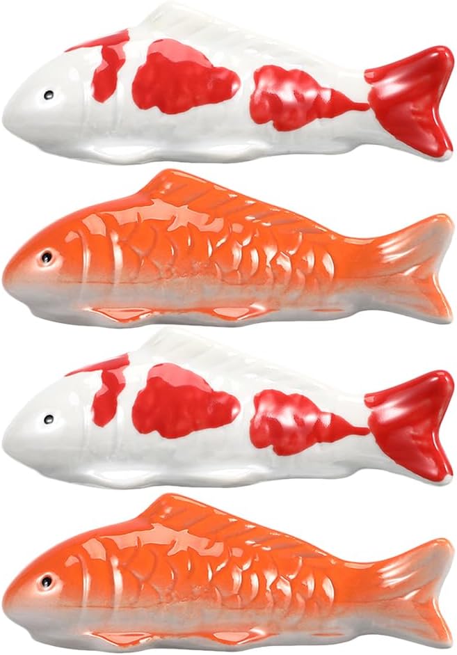 Homoyoyo Floating Ceramic Fish, 4pcs Fake Koi Fish Realistic Aquarium Goldfish for Fairy Garden Fishs Bowl Pond Decor