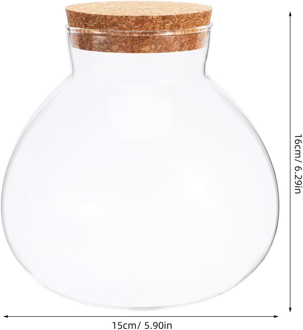 Round Glass Jar Terrarium Succulent Plant Terrarium Ball Bud Vases Jars Message Wishes Bottle Candy Jar with Cork Lid for Fern Succulent Air Plants