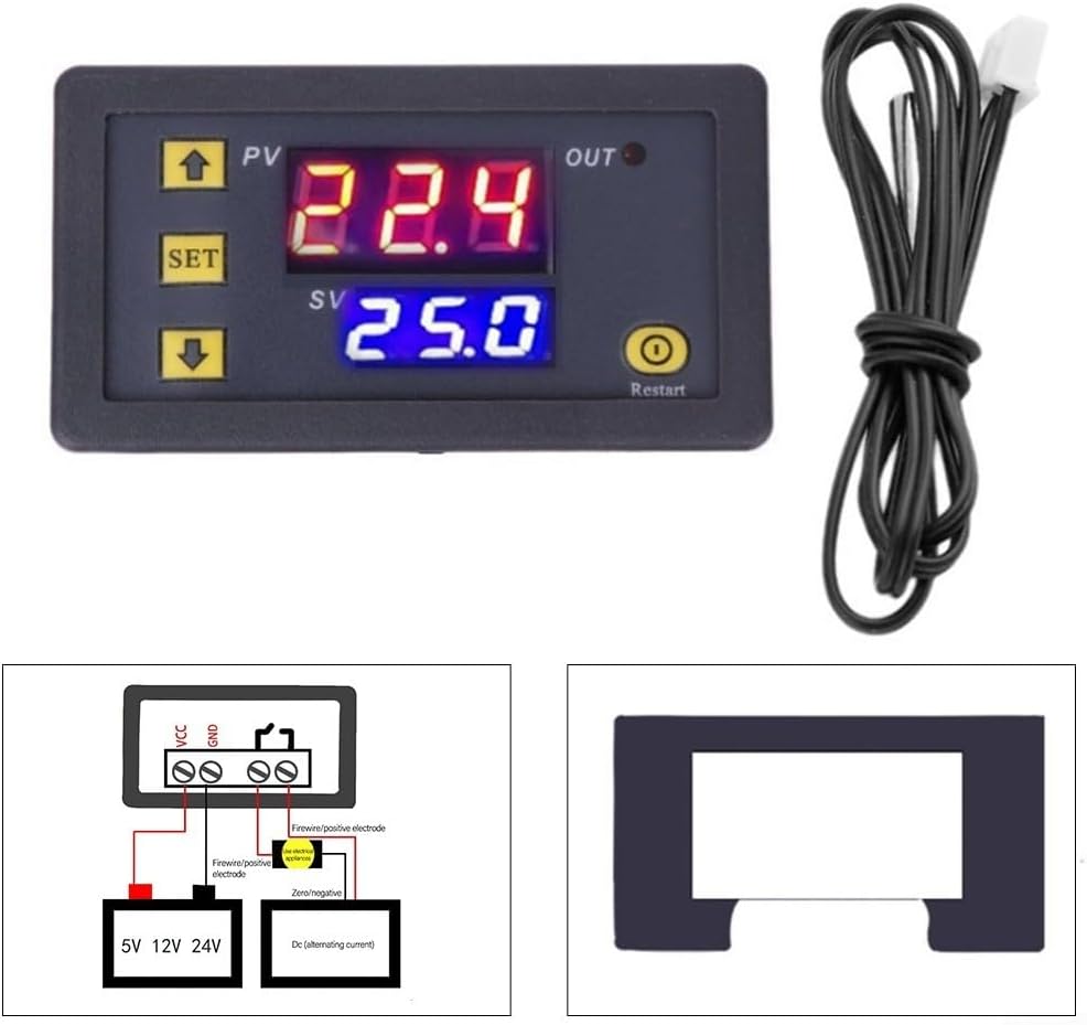 2PC W3230 Digital Temperature Controller with LCD Display 12V, Dual Mode Thermostat Switch for Cooling and Heating in Seafood Machines and HVAC Systems
