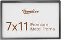 Heimlove 7x11 Metal Picture Frame,Black Aluminum Photo Frames-Real Tempered Glass,Tabletop Display,Mounting Horizontally or Vertically Decor for Wall-1Pack