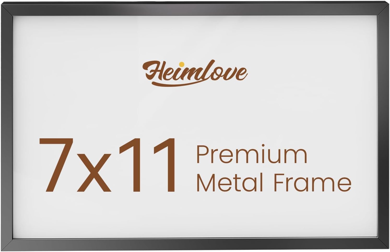 Heimlove 7x11 Metal Picture Frame,Black Aluminum Photo Frames-Real Tempered Glass,Tabletop Display,Mounting Horizontally or Vertically Decor for Wall-1Pack