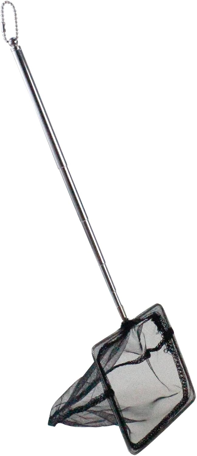 AQUANEAT Aquarium Net with Extendable Long Handle, Adjustable Wastes Skimming Cleaning Tools for Fish Tanks, 5 inch