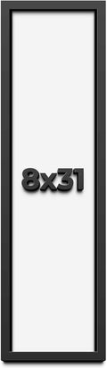 8x31 Shadow Box Frame Black | 1 Inch Deep Solid Wood Shadowbox Display Frame | UV Resistant Acrylic Plexiglass, Acid Free Backing, and Hanging Hardware | Dugan Picture Frame Style