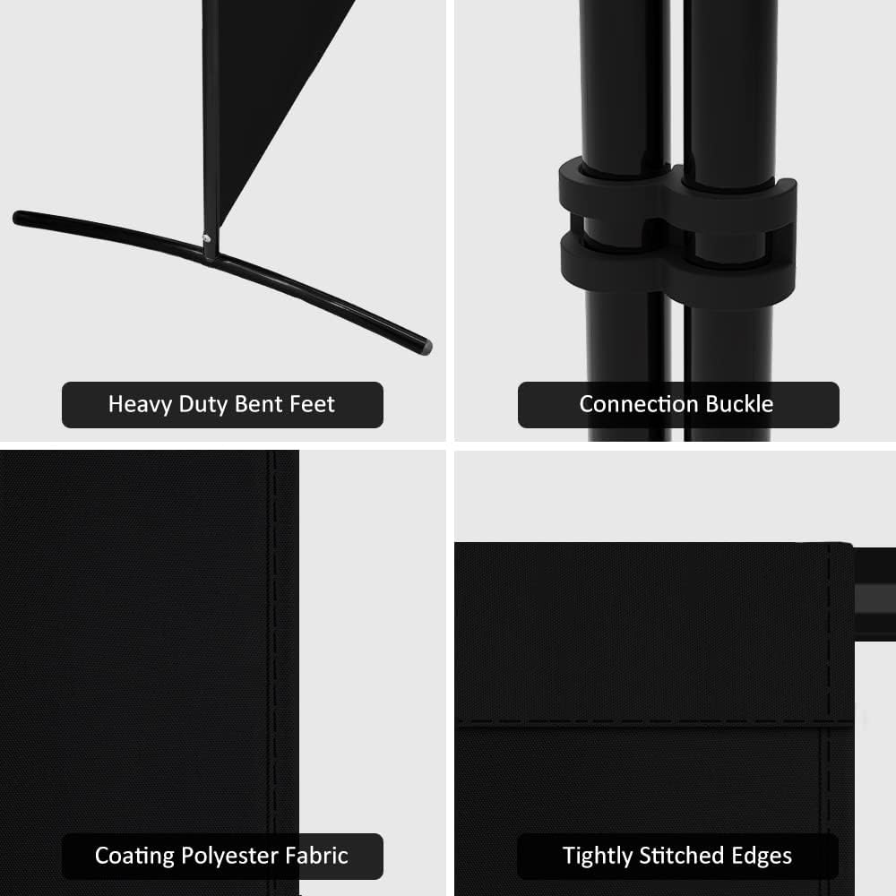 Kokorona 3 Panel Room Divider, 6FT Tall Folding Privacy Screen Wall Dividers, Portable Privacy Screen Freestanding Room Divider for Room Separation, Included - Cover Strips, Black, 102''W x 71''H