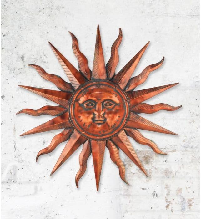 Regal Art & Gift Copper Patina Large Metal Sun Wall Decor - 40 inch| Indoor Outdoor Rust-Resistant Sunburst Sculpture | Eye-Catching Metal Sun Wall Art Accent for Patio, Garden, Living Room