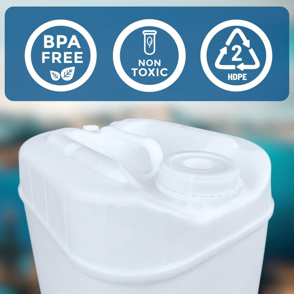 5-Gallon Stackable Water Storage Containers, Water Treatment,5 Gallons w/3 Lids + 1 Spigot, Easy Fill, Survial Supply Emergency Water Storage for Disaster Preparedness, 10 Gallon (2 Tanks)