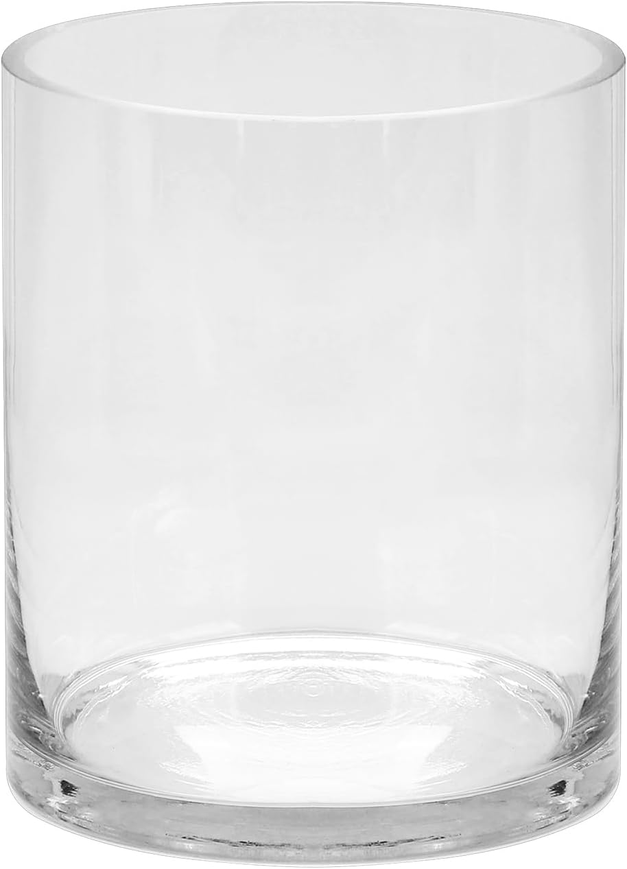 Generic 5"" Wide 6"" High Large Hand Blown Sturdy Clear Cylinder Glass Vase, Centerpiece Flower Vase for Rose, Tulip, Boquets, Hurricane Candle Holder Sizes: 5"" Dia 6"" High (1, 5""x6"")