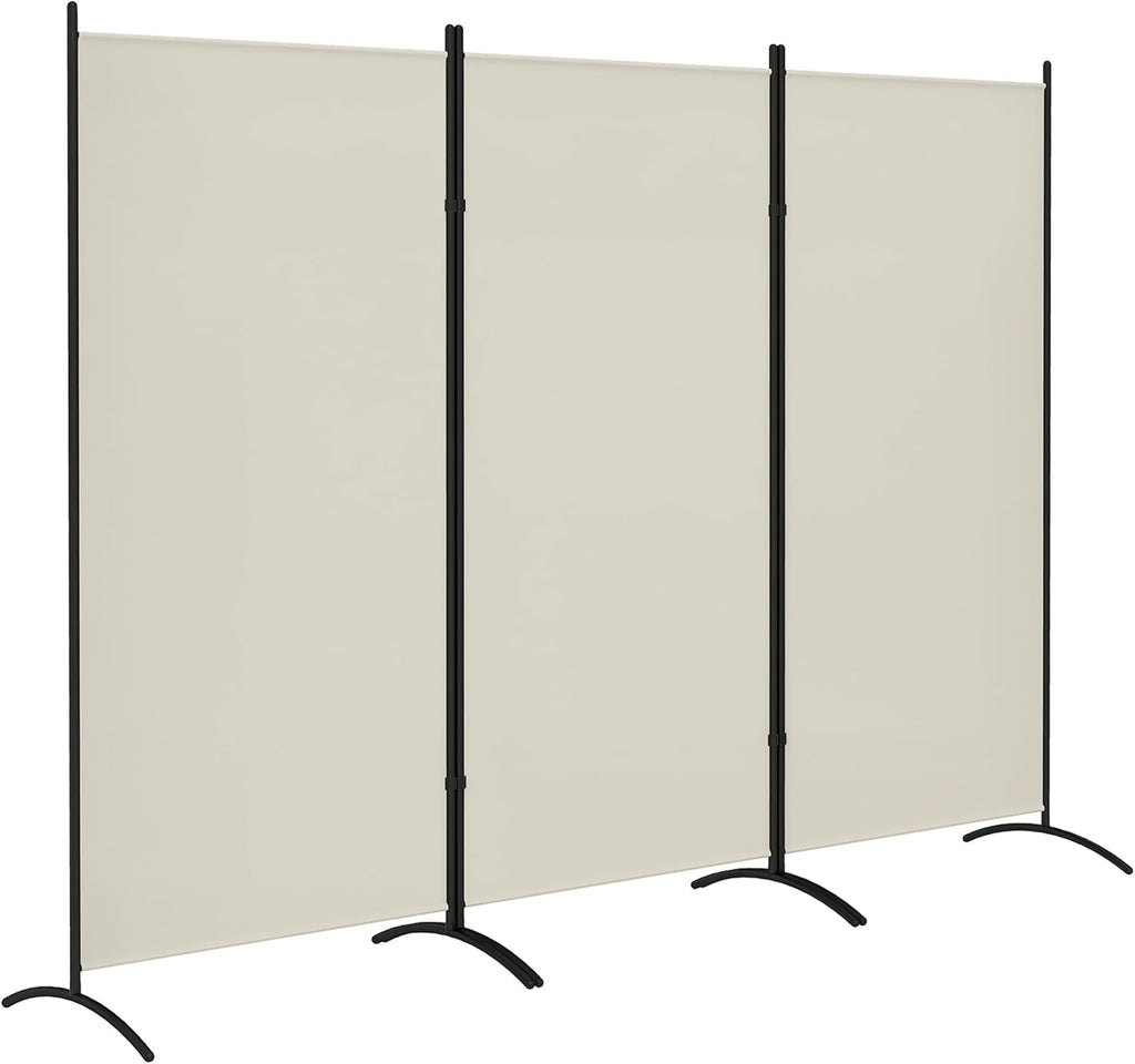 HOMCOM 6 Ft Tall 3 Panel Fabric Room Divider, Freestanding Partition Wall Divider, Folding Privacy Room Separator for Indoor, Home Office, Light Gray